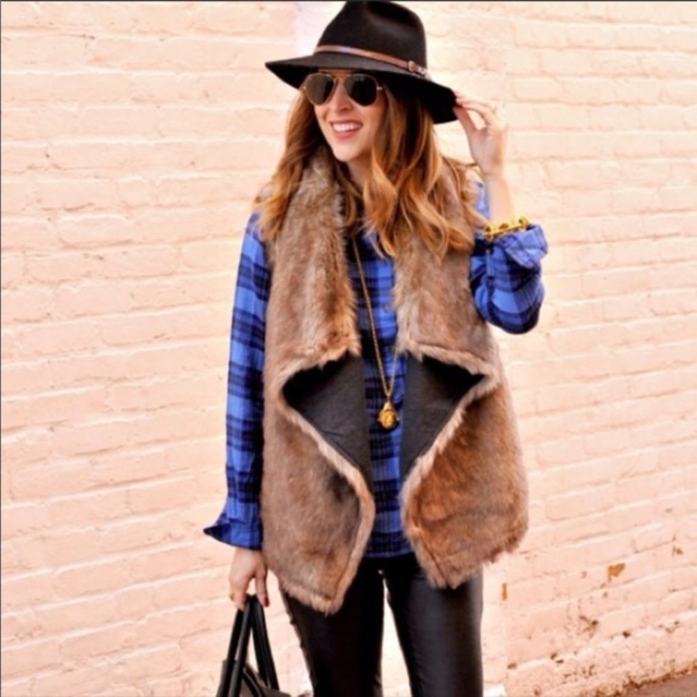 Faux Fur Vest, Reversible, M